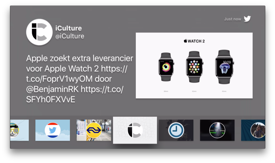 Airfeed for Twitter voor de Apple TV.