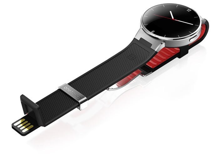 Alcatel OneTouch Watch: oplader is in de horlogeband verwerkt.