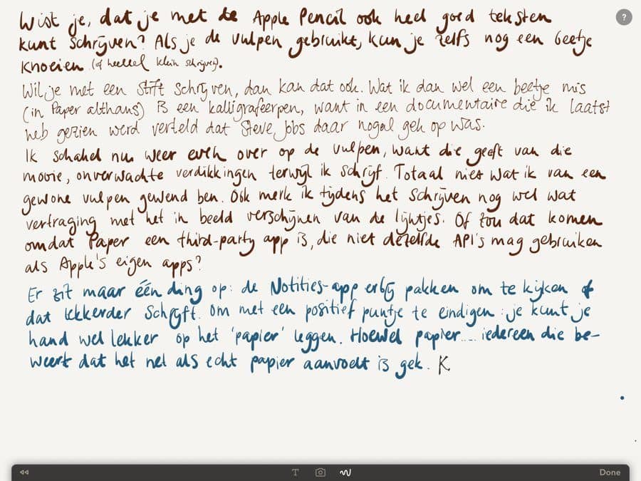 Apple Pencil review: handgeschreven notitie, ook daar is de Apple Pencil geschikt voor