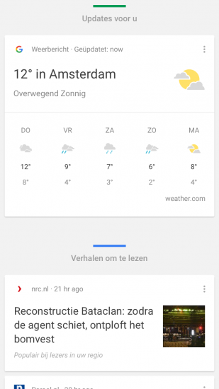 Google Now-kaarten.