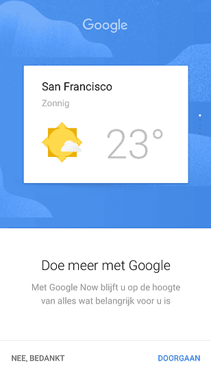 Google Now-weerinformatie.