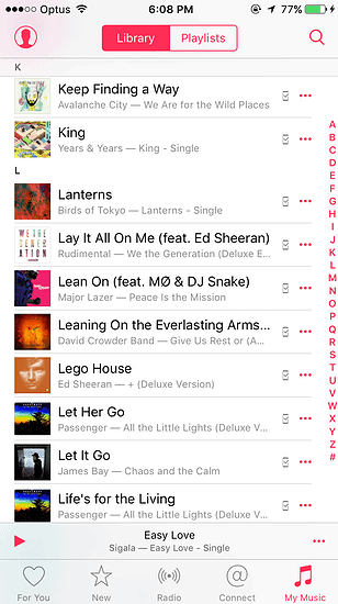 Muziek-app in iOS 9.2.