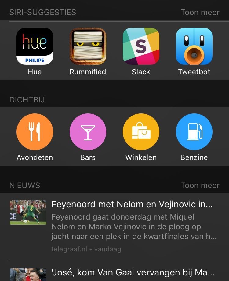 suggesties voor locaties in spotlight en Apple Kaarten