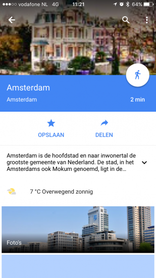 Google Maps met Amsterdam.