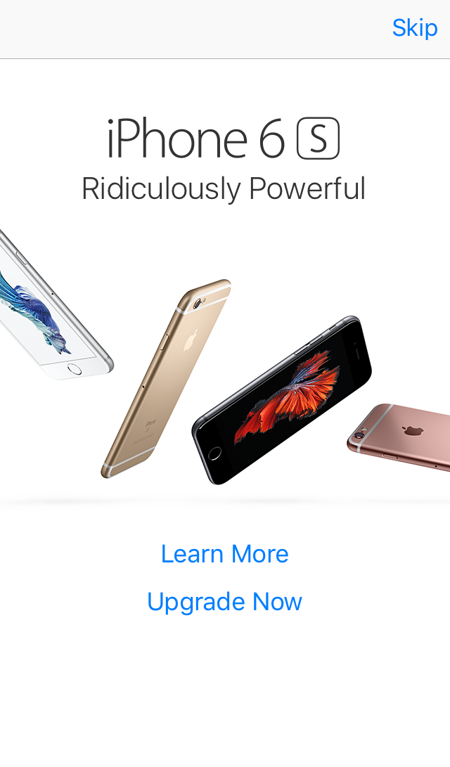 Reclame banner in de App Store van iPhone 6s.