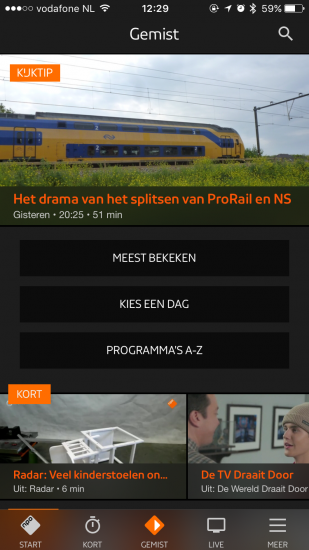 NPO-app met vernieuwd design.