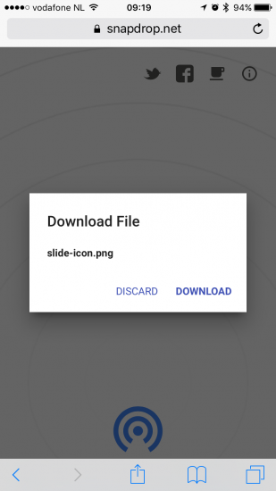 Bestanden ontvangen met Snapdrop.