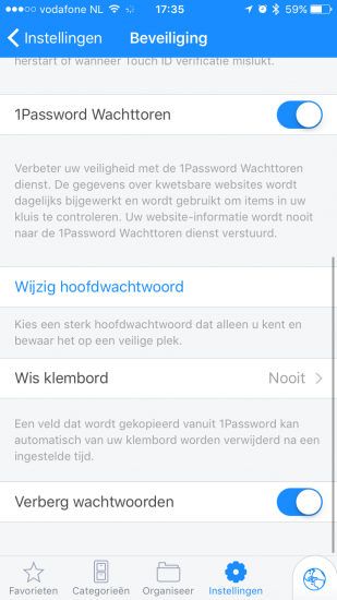 1Password met de Wachttoren-functie.