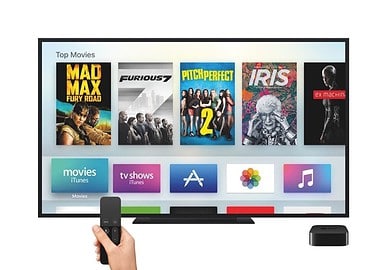 Apple TV met Apple TV Remote en tvOS.