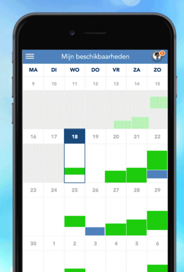 Babuzo kalender op de iPhone laat beschikbaarheid babysitters zien