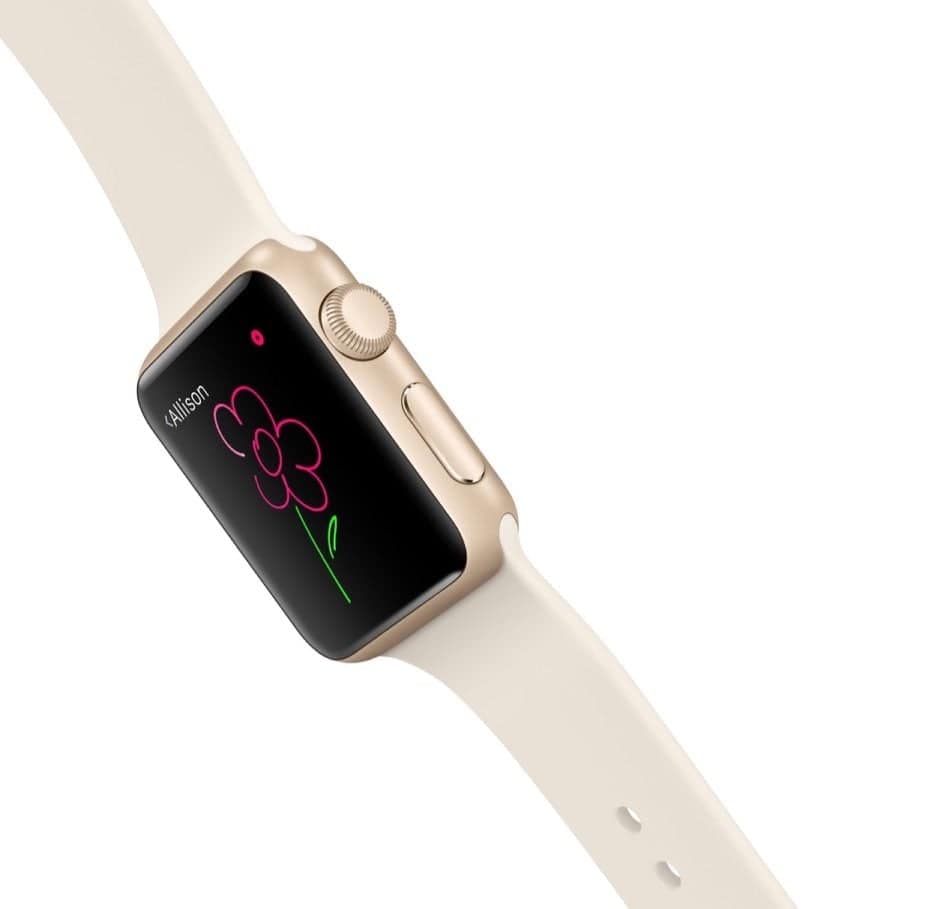 Digital Touch op de Apple Watch met gekleurde bloem.