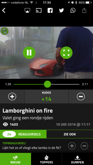 Een filmpje bekijken via de Dumpert-app.