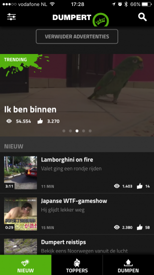 Nieuwe filmpjes en afbeeldingen in de Dumpert-app.