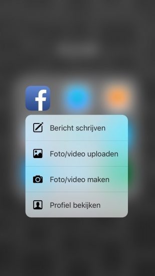 Facebook met uitgebreide 3D Touch.