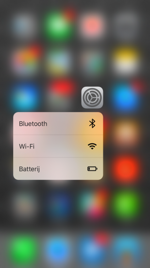 Instellingen-app met 3D Touch in iOS 9.