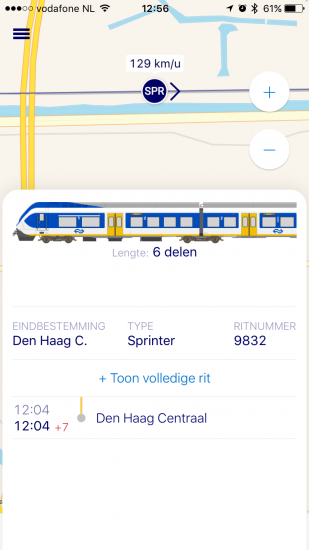 Treinsamenstelling bekijken in Treinradar bij NS Reisplanner Xtra.