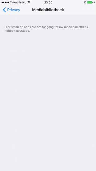 Privacy-instelling voor toegang tot Mediabibliotheek in iOS 9.3.