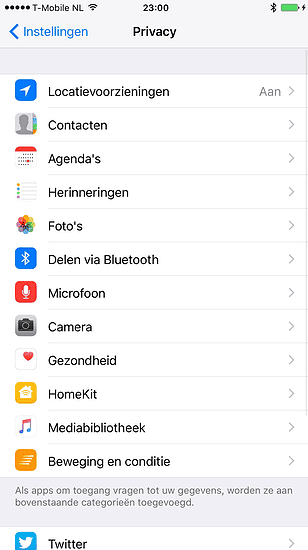 Nieuwe optie voor Mediabibliotheek in Privacy-instelling in iOS 9.3.