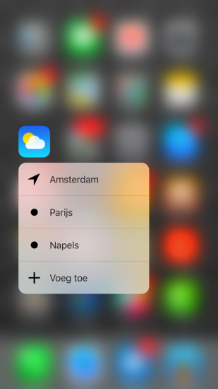 Weer-app met 3D Touch in iOS 9.