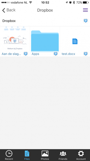 AnyCloud met Dropbox-bestanden.