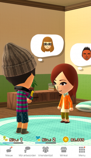 Een vriend verschijnt in Miitomo van Nintendo.