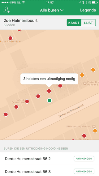 Met Nextdoor kun je zien welke buren al lid zijn (dit is niet mijn adres)