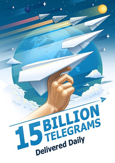 Telegram-gebruikers versturen 15 miljard berichten per dag.