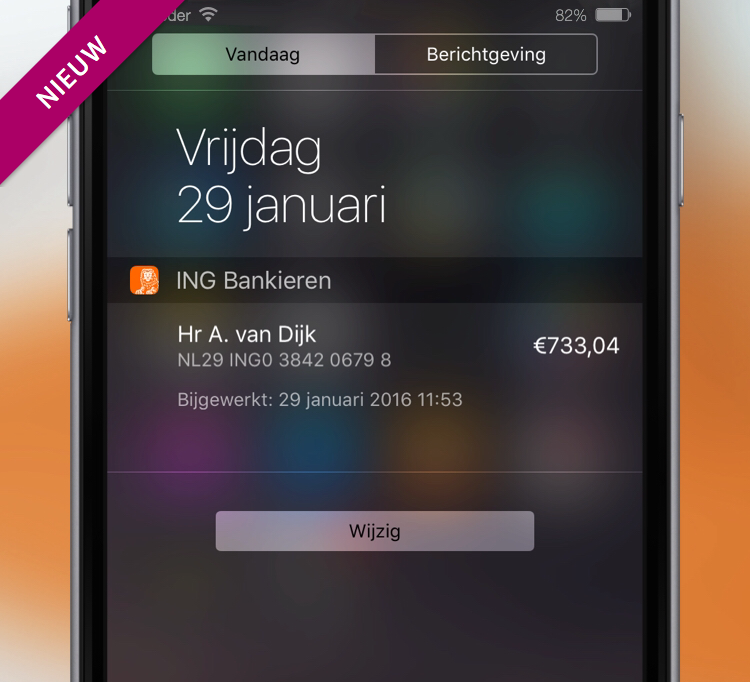 De widget van ING Mobiel Bankieren.
