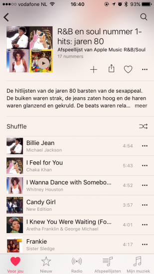 Apple Music afspeellijst speciaal Voor jou.