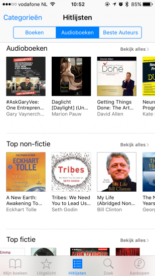 Audioboeken in iBooks op de iPhone.