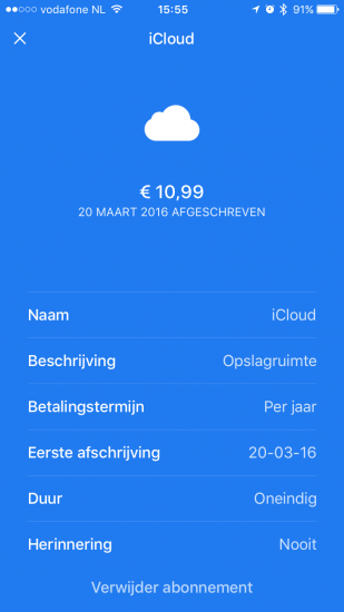 Je iCloud-lidmaatschap in Billy.