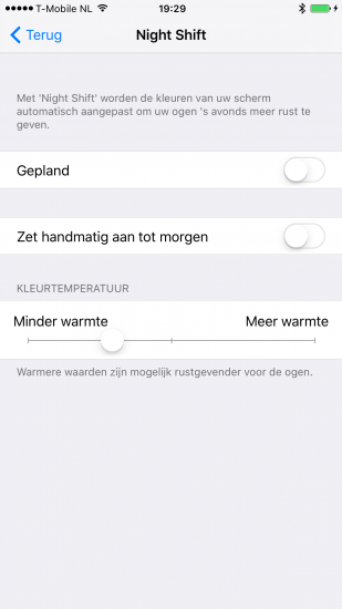 Night Shift-instelling in vijfde beta van iOS 9.3.