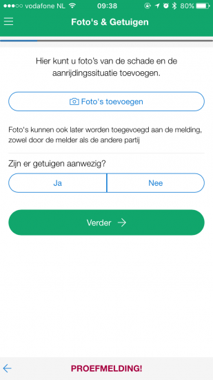 Foto's en getuigen voor het melden van autoschade met MobielschadeMelden.