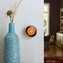 Nest thermostaat en bloemenvaas