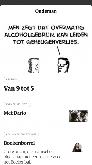 NRC-app met het katern Onderaan.