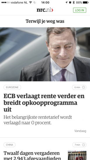 NRC met artikelen terwijl je weg was.