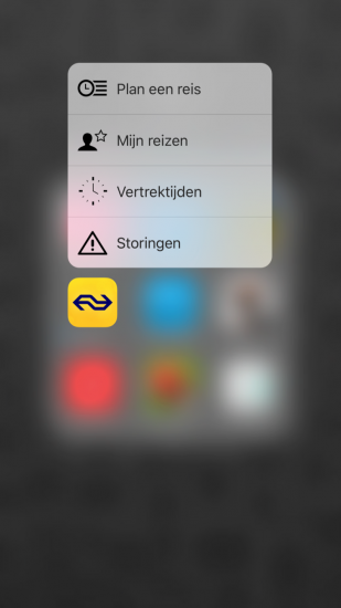 NS Reisplanner Xtra met 3D Touch. 