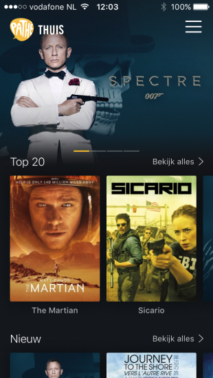 Pathé Thuis op de iPhone.
