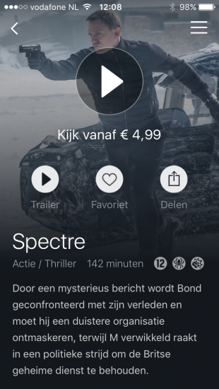 Pathé Thuis op de iPhone met James Bond Spectre.