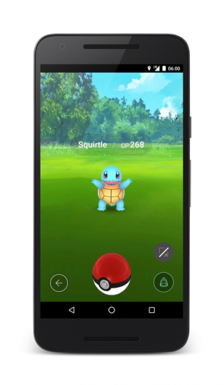 Een Squirtle vangen in Pokémon GO.