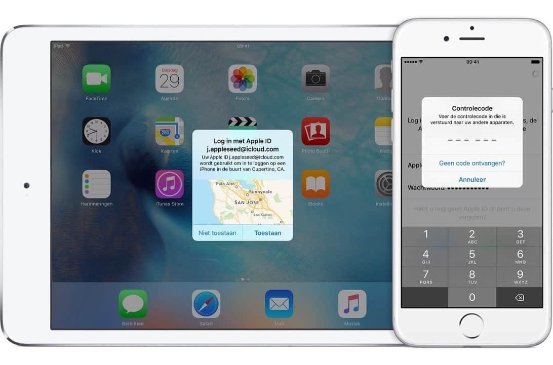 Tweefactorauthenticatie instellen voor je Apple ID en iCloud.