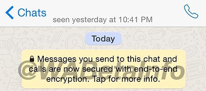 Een chat met encryptie in WhatsApp.