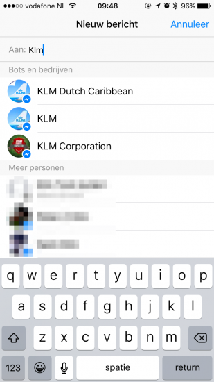 Facebook Messenger met bedrijven en bots.