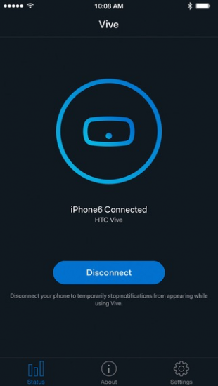 HTC Vive-app voor de iPhone.