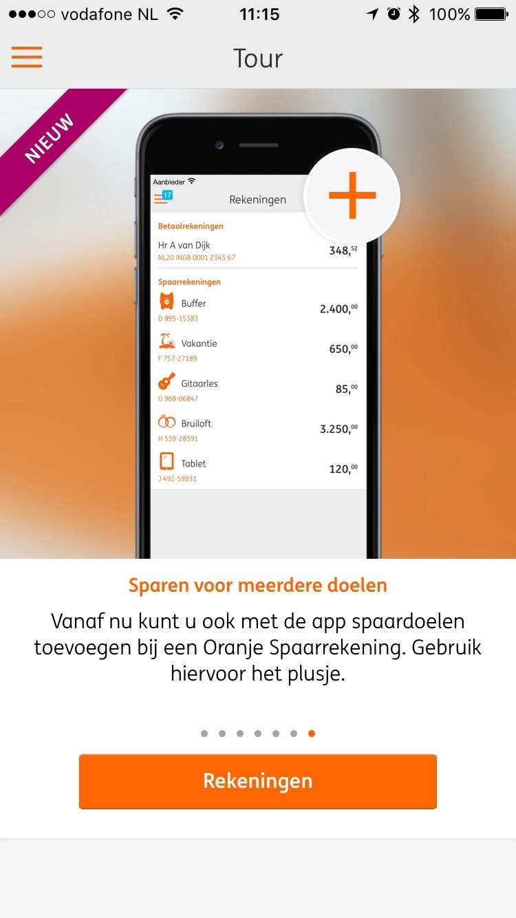 Spaardoelen instellen voor Oranje Spaarrekening in ING Mobiel Bankieren.