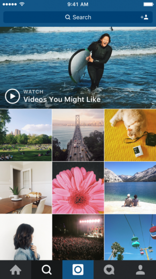 Instagram met nieuw video overzicht in Verkennen-tabblad.