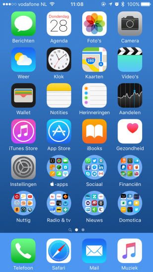 Ronde mappen op het beginscherm van je iPhone.