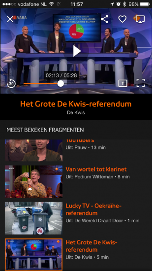 NPO-app voor iPhone en iPad met knop voor ondertiteling en terugspoelen.