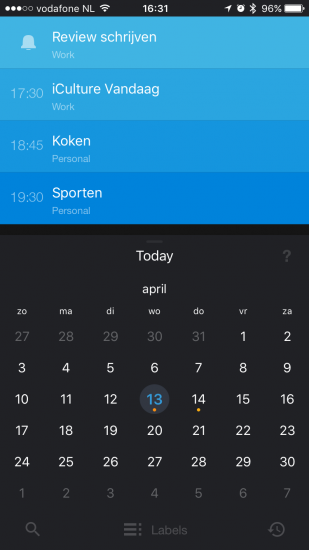 Sorted met herinneringen en de agenda-weergave op de iPhone.