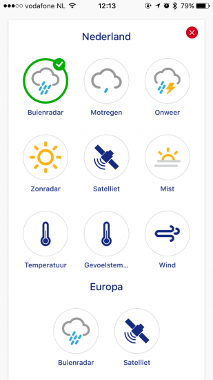 Buienradar heeft nieuwe opties voor de radar.